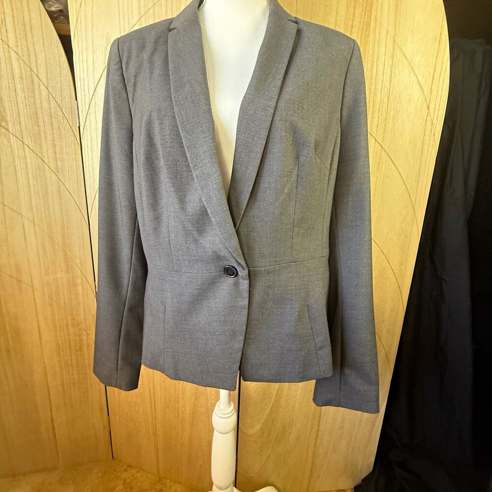 Worthington Women’s Blazer Size 16 Gray Stretch One Button Career Work Jacket